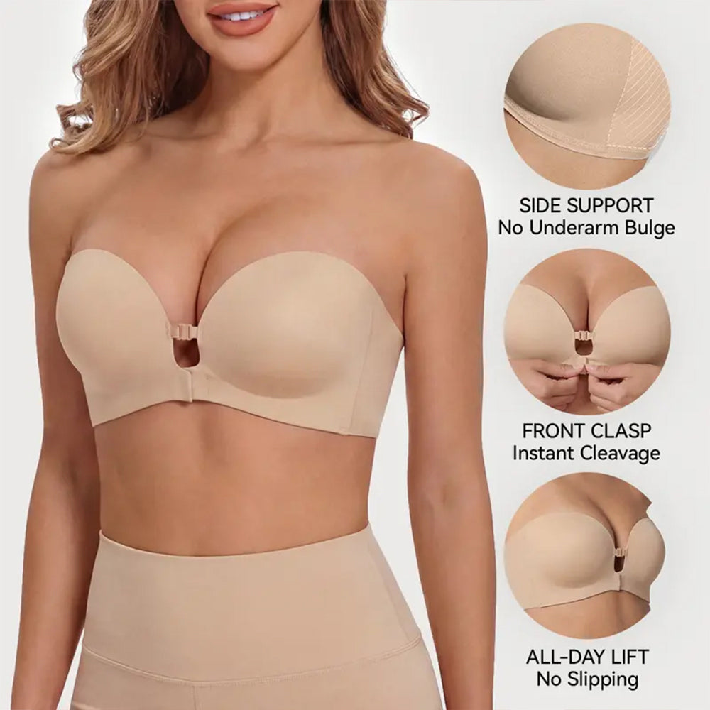 Strapless Front Closure Push-Up Bra