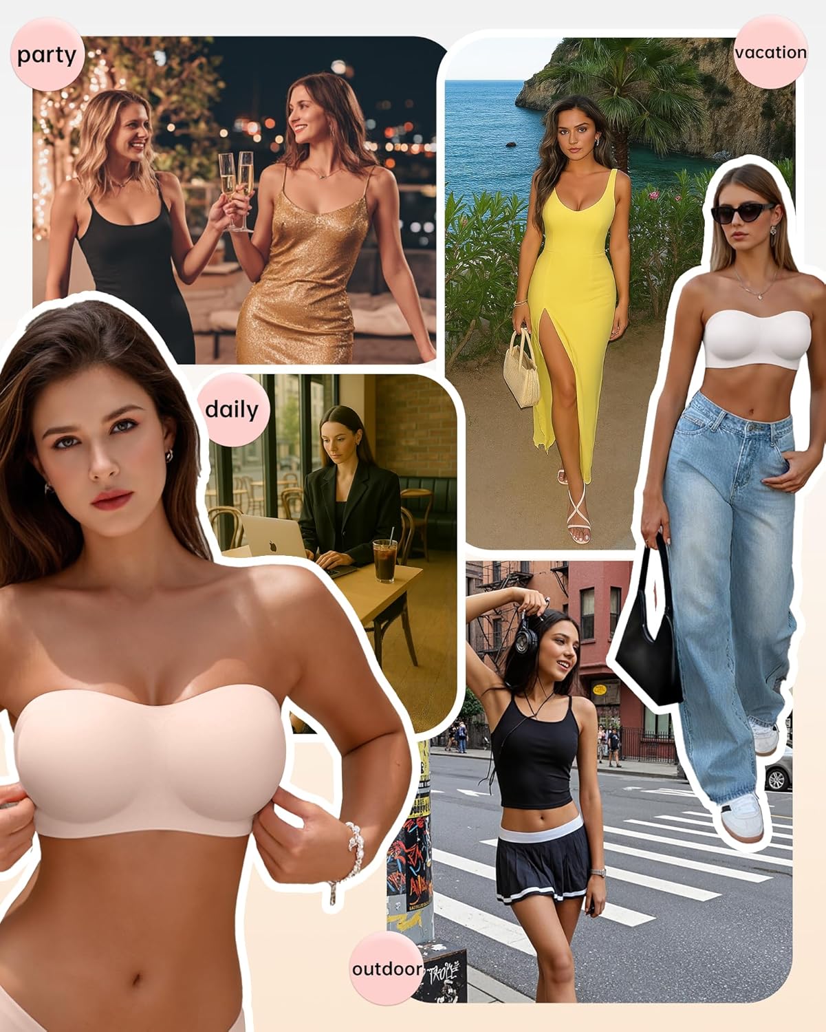 Convertible Strapless Minimizer Bandeau Bra
